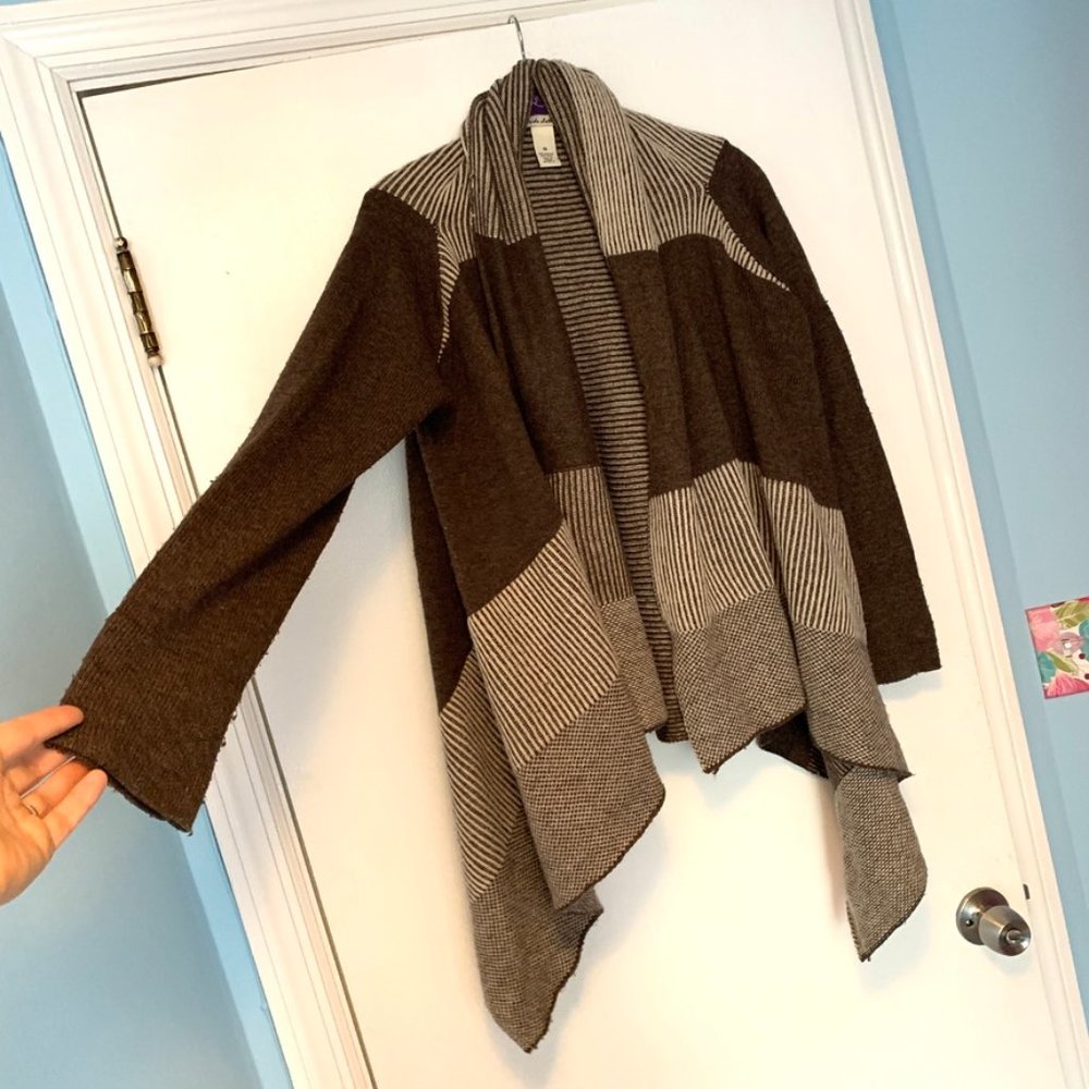Telluride Clothing Co brown striped sweater coat